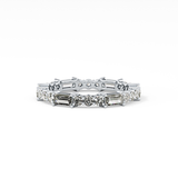 Full Eternity Wedding Band with 1.23 TCW Round & Baguette Cut Moissanite – Yellow, White, or Rose Gold