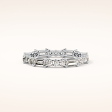 1.23 TCW Round & Baguette Shaped Moissanite Full Eternity Wedding Band