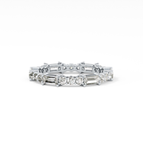 Full Eternity Wedding Band with 1.23 TCW Round & Baguette Cut Moissanite – Yellow, White, or Rose Gold