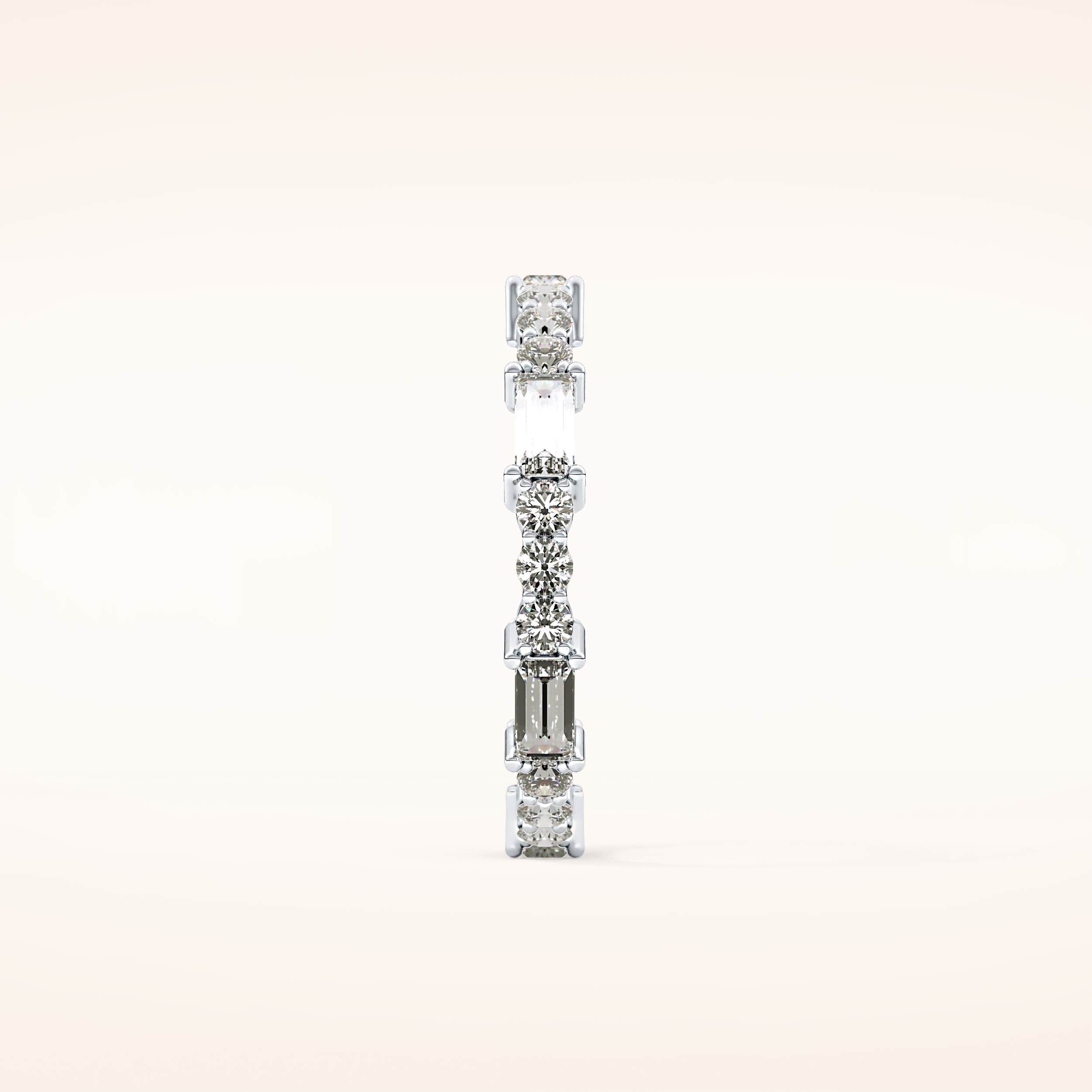 1.23 TCW Round & Baguette Shaped Moissanite Full Eternity Wedding Band