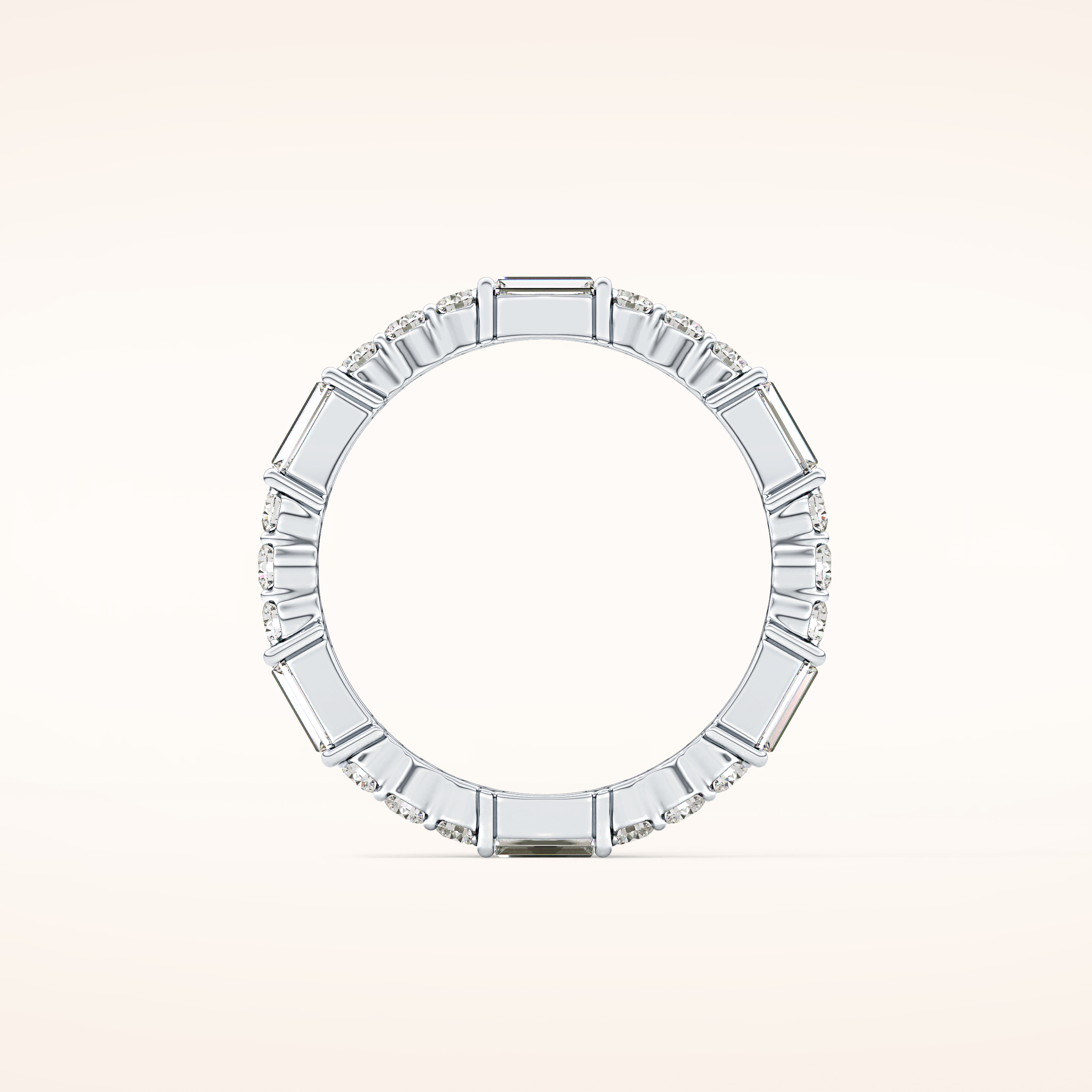 1.23 TCW Round & Baguette Shaped Moissanite Full Eternity Wedding Band