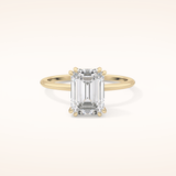 2.45 CT Emerald Shaped Solitaire Moissanite Engagement Ring