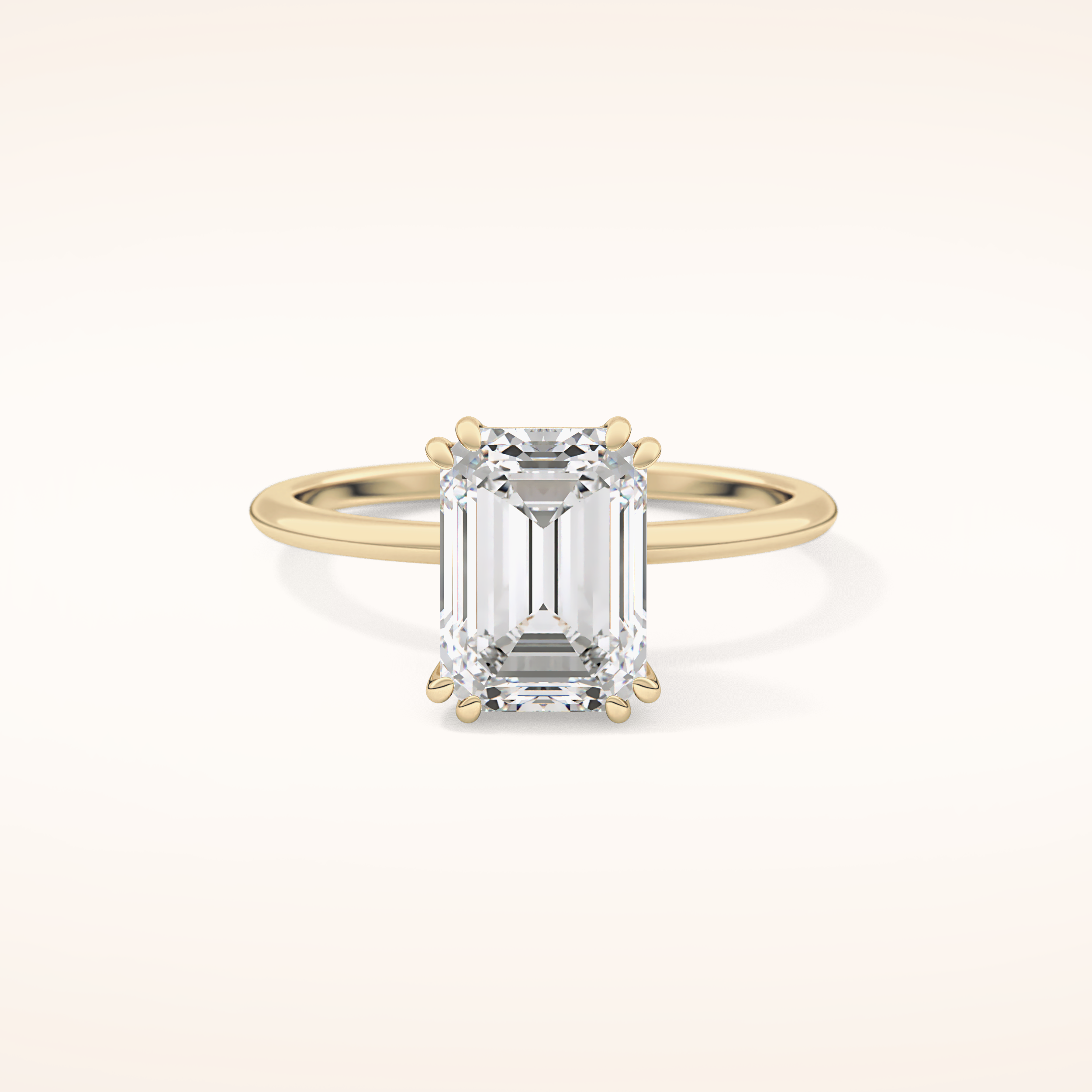 2.45 CT Emerald Shaped Solitaire Moissanite Engagement Ring