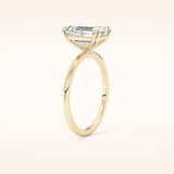 2.45 CT Emerald Shaped Solitaire Moissanite Engagement Ring