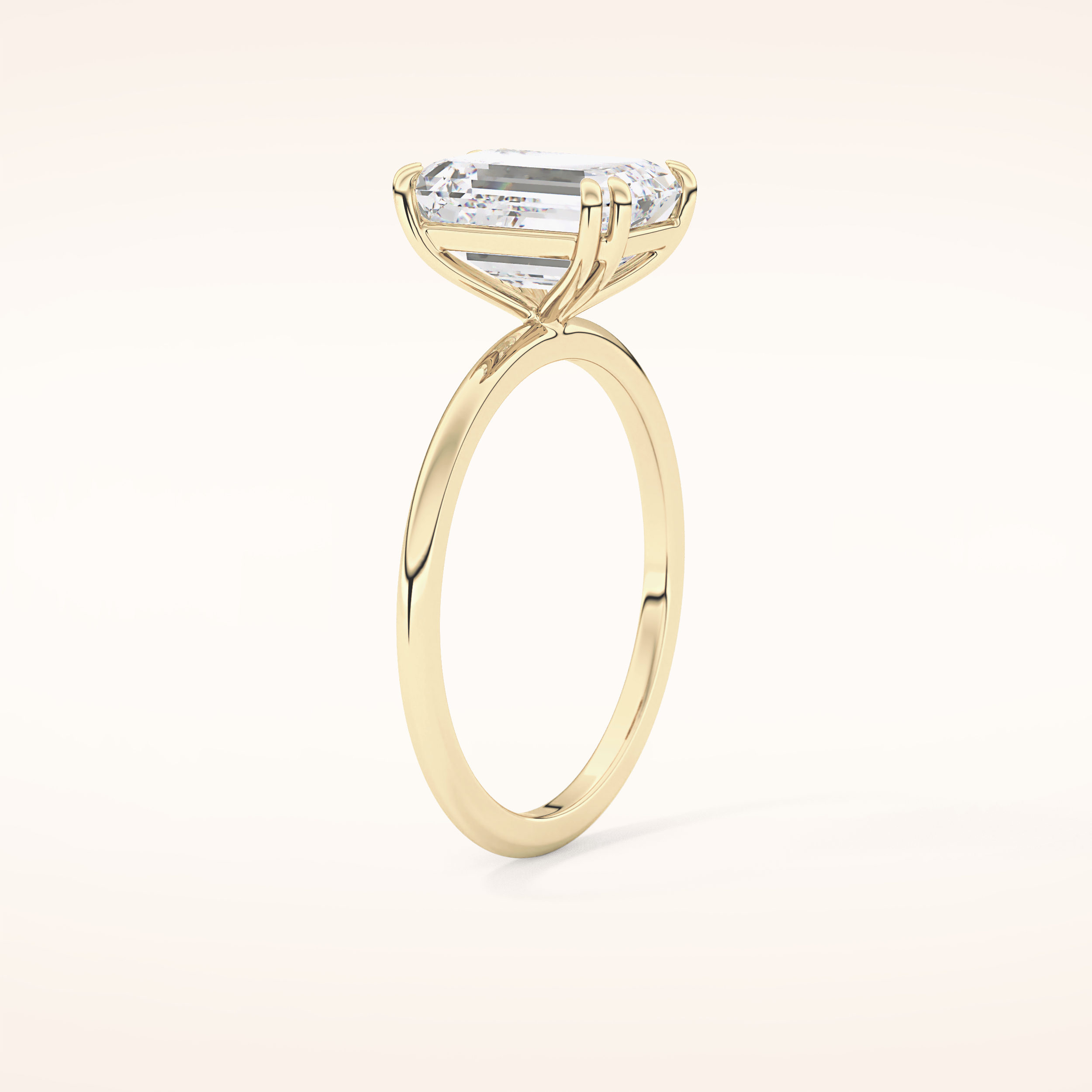 2.45 CT Emerald Shaped Solitaire Moissanite Engagement Ring