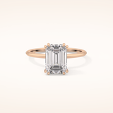 2.45 CT Emerald Shaped Solitaire Moissanite Engagement Ring