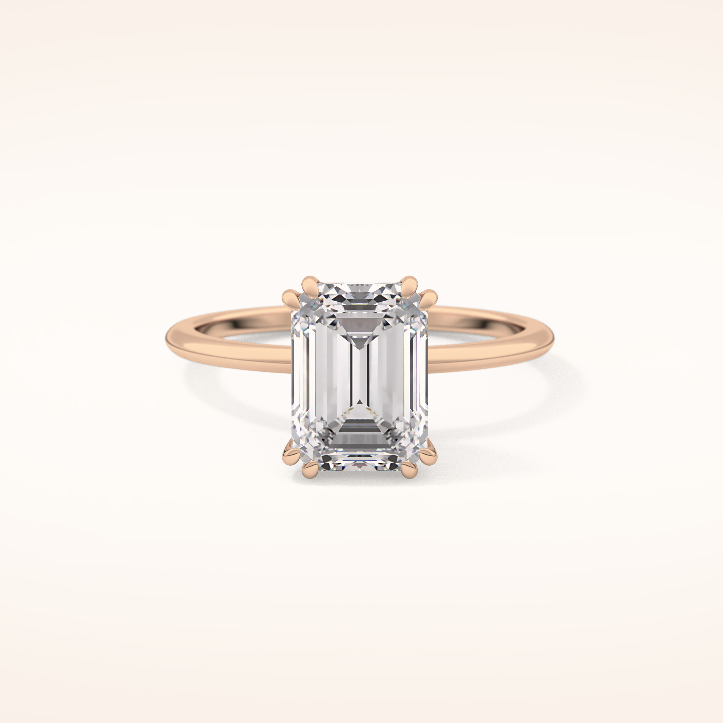 2.45 CT Emerald Shaped Solitaire Moissanite Engagement Ring