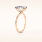 2.45 CT Emerald Shaped Solitaire Moissanite Engagement Ring