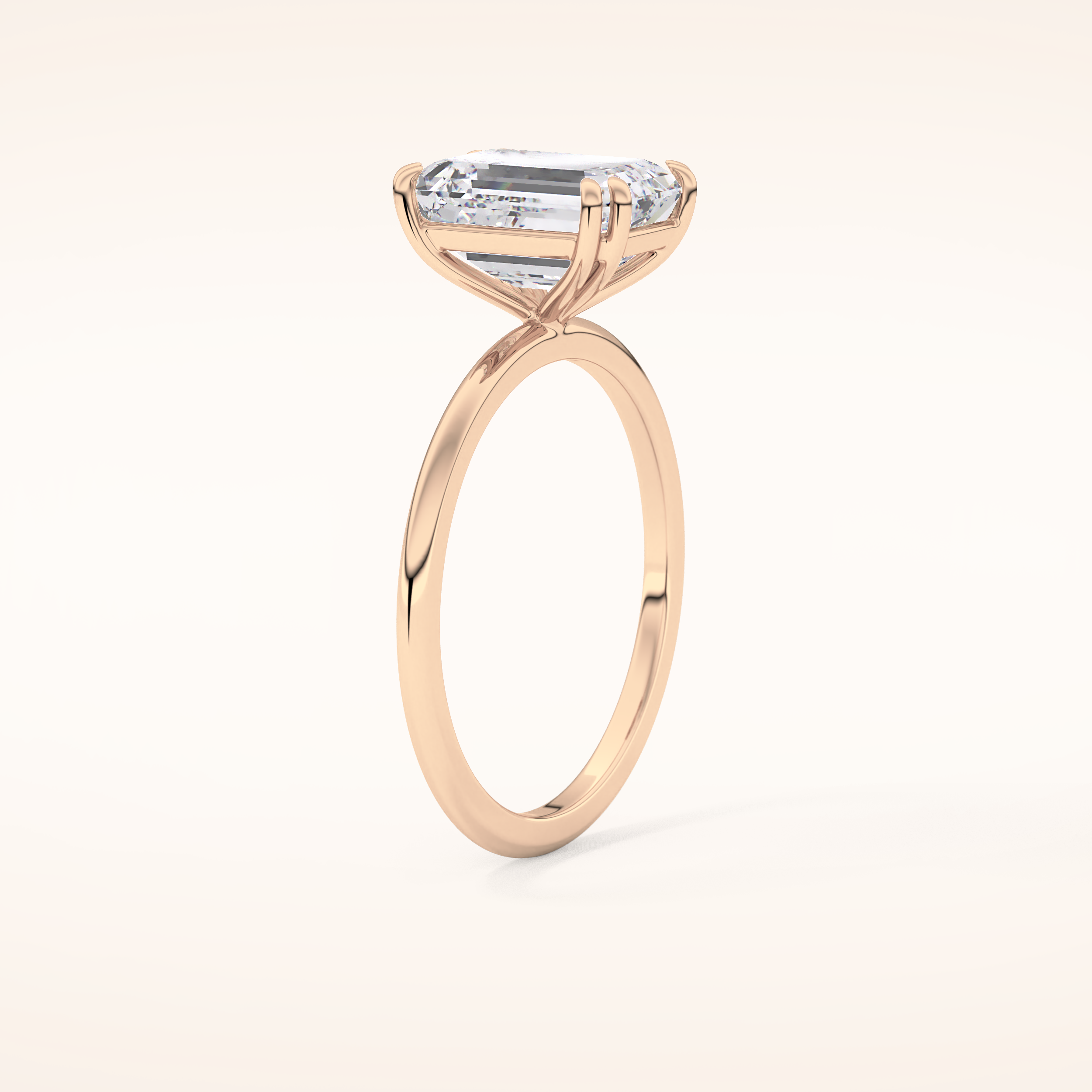 2.45 CT Emerald Shaped Solitaire Moissanite Engagement Ring