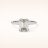 2.45 CT Emerald Shaped Solitaire Moissanite Engagement Ring