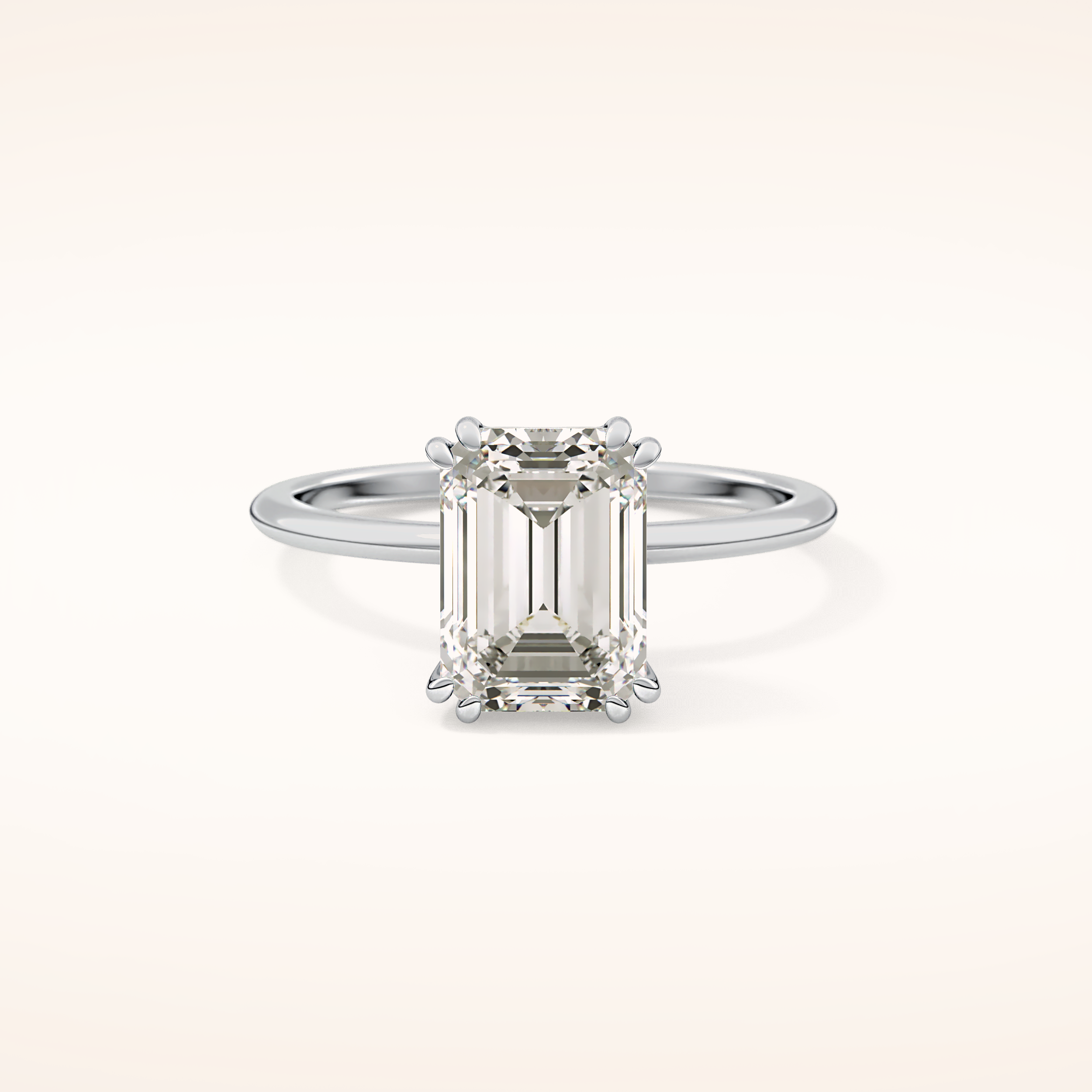 2.45 CT Emerald Shaped Solitaire Moissanite Engagement Ring