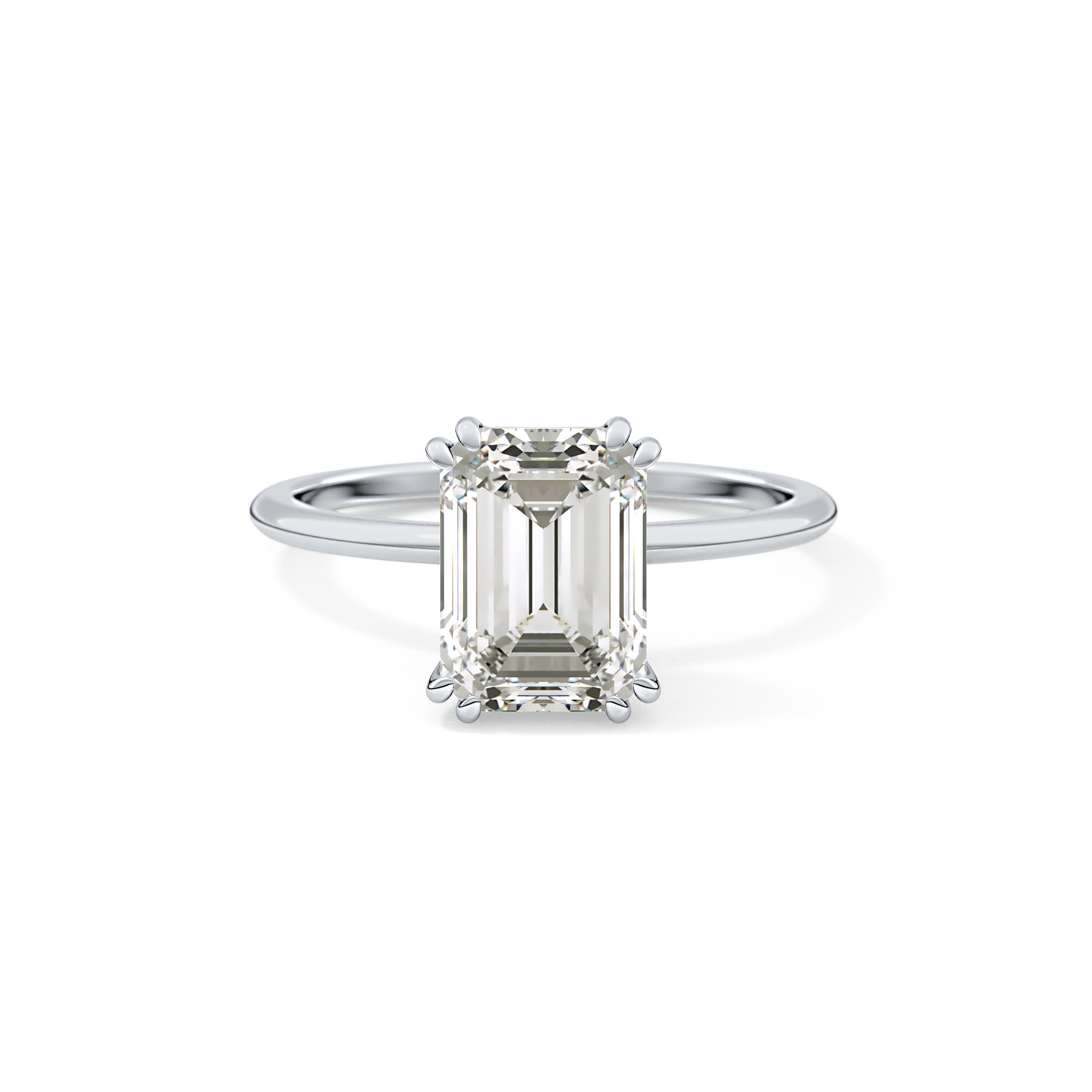 Emerald Solitaire Lab Grown Diamond Engagement Ring