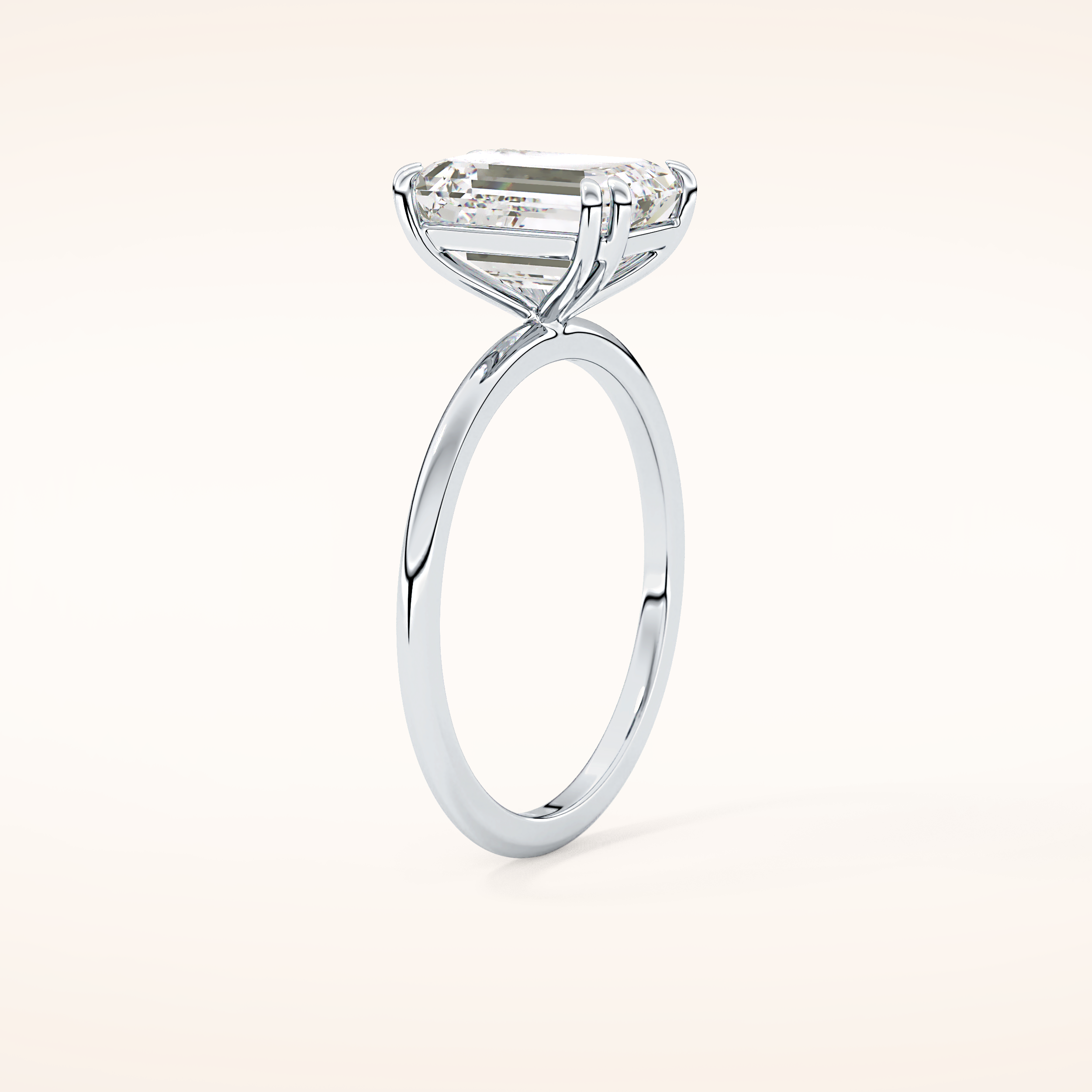 2.45 CT Emerald Shaped Solitaire Moissanite Engagement Ring