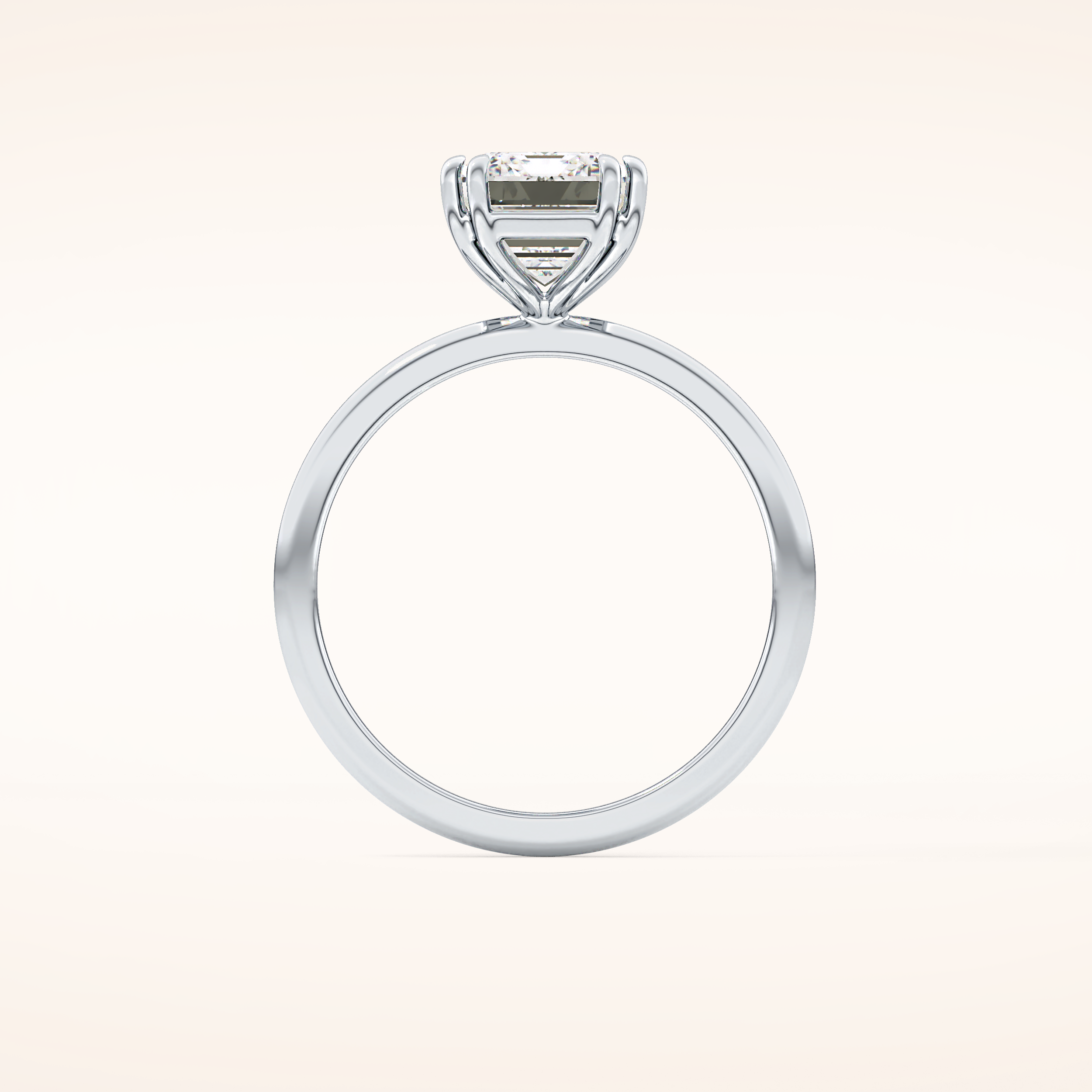 2.45 CT Emerald Shaped Solitaire Moissanite Engagement Ring
