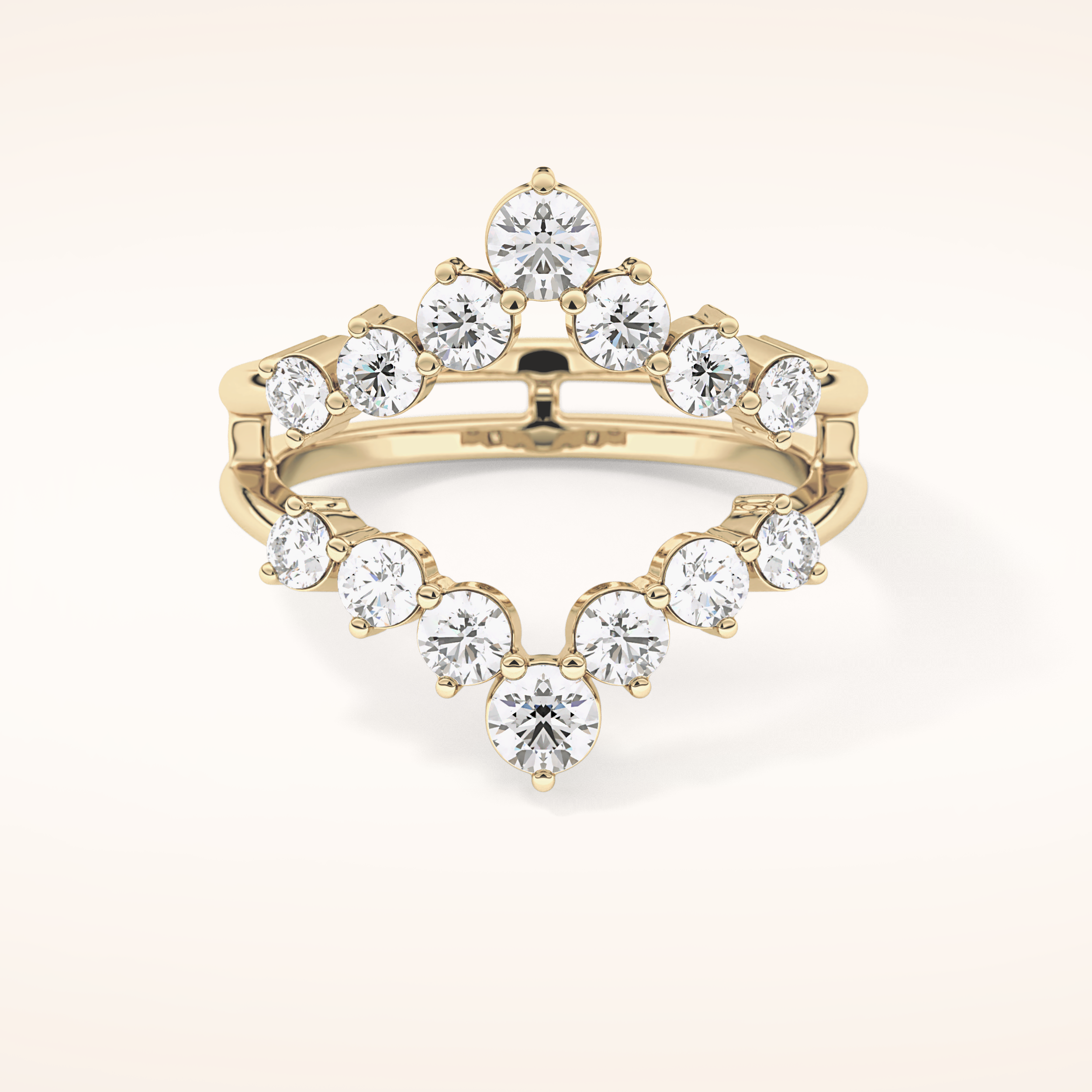 1.29 TCW Round Shaped Moissanite V Shaped Wedding Band