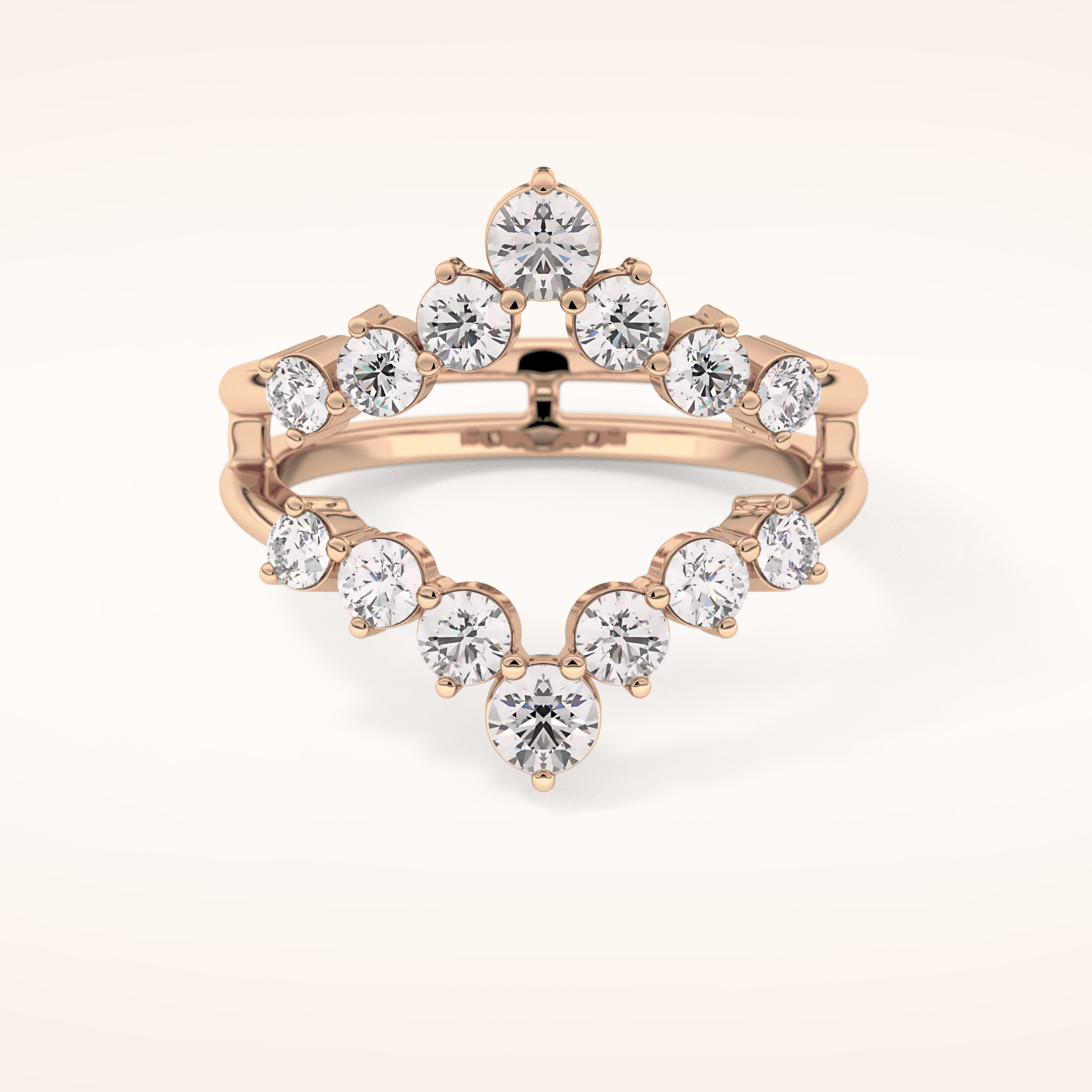 1.29 TCW Round Shaped Moissanite V Shaped Wedding Band