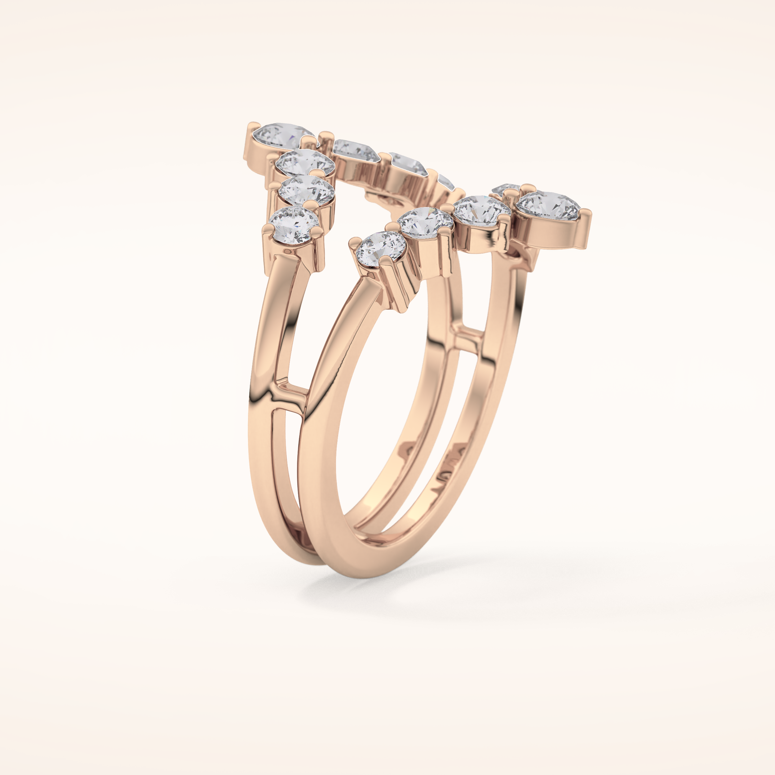 1.29 TCW Round Shaped Moissanite V Shaped Wedding Band