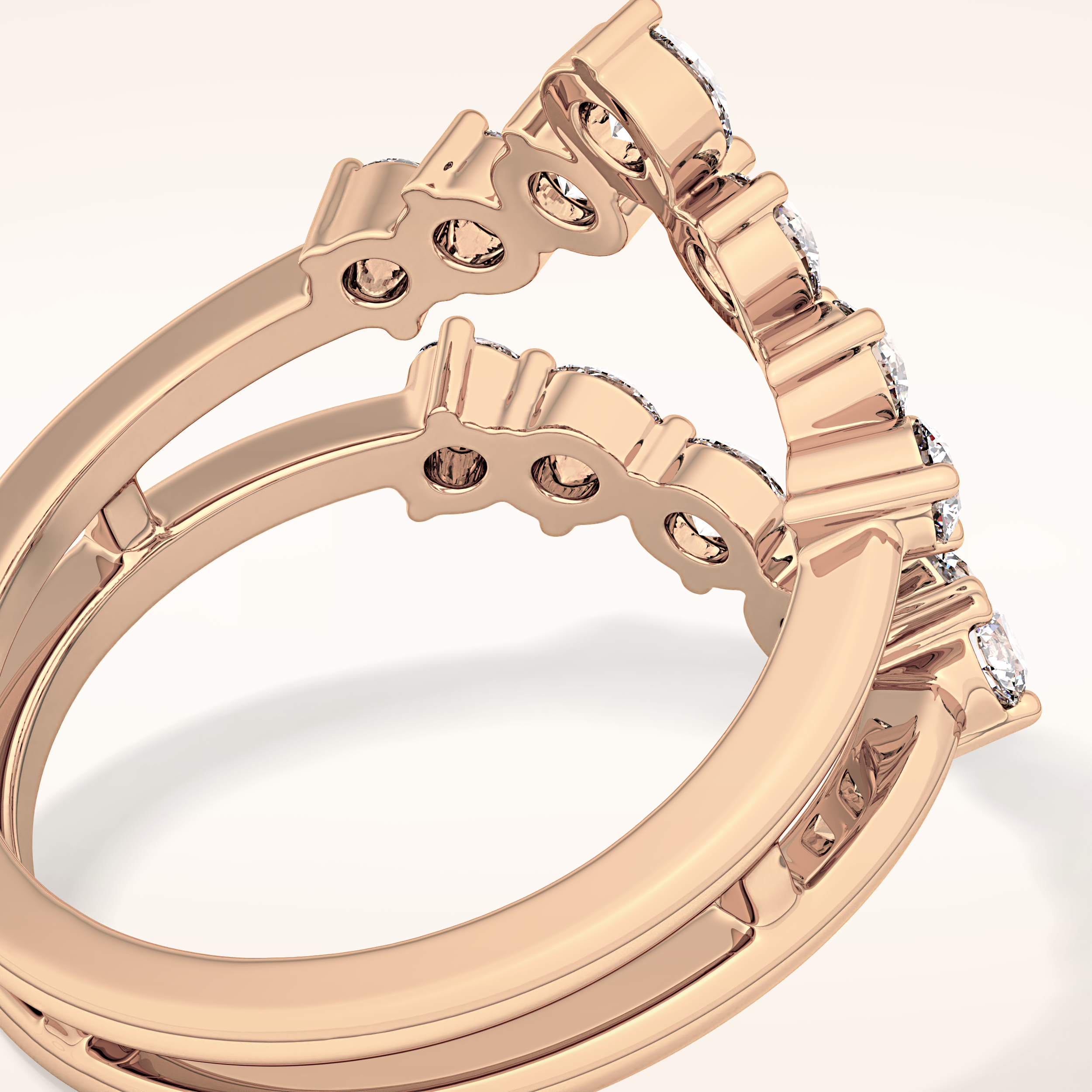 1.29 TCW Round Shaped Moissanite V Shaped Wedding Band