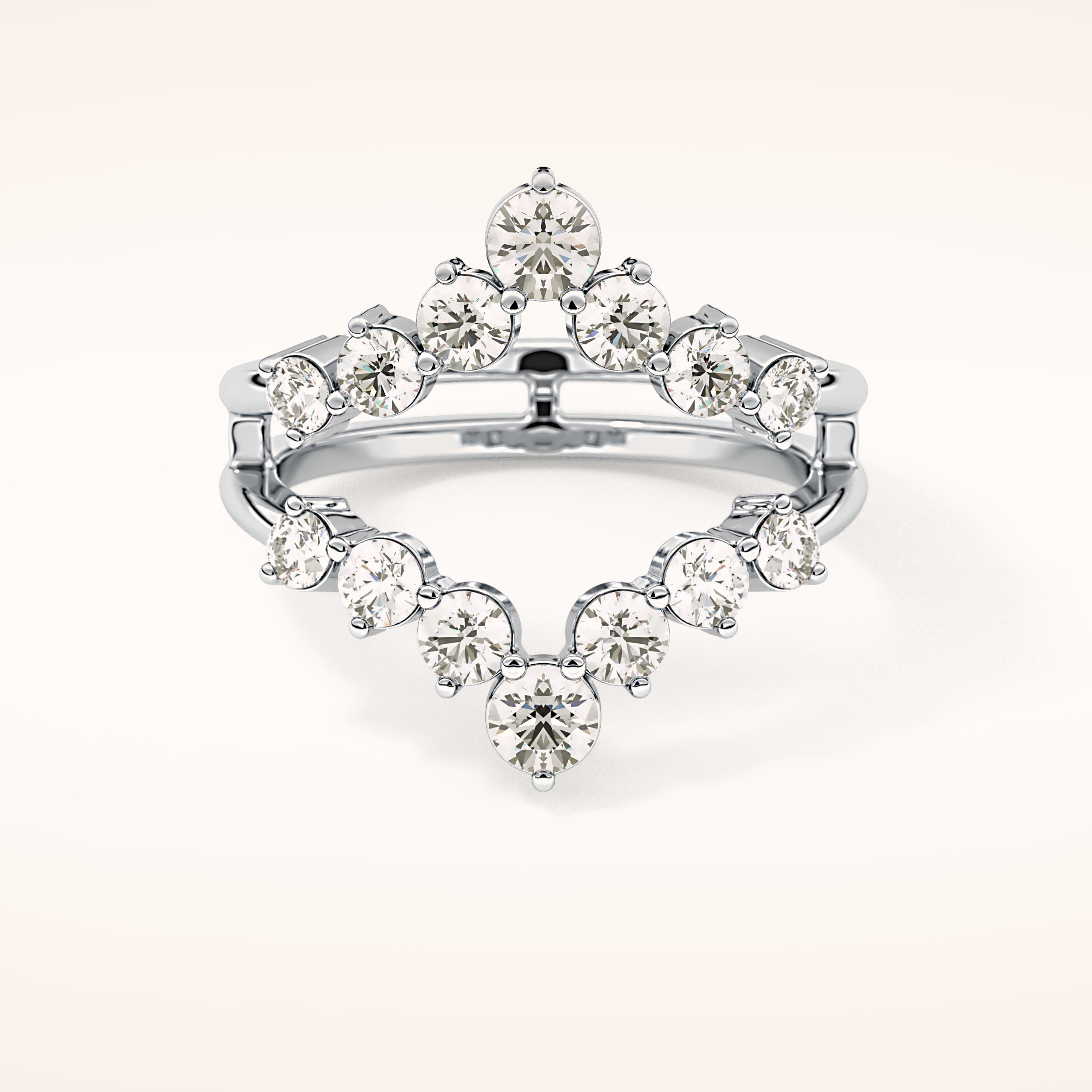 1.29 TCW Round Shaped Moissanite V Shaped Wedding Band