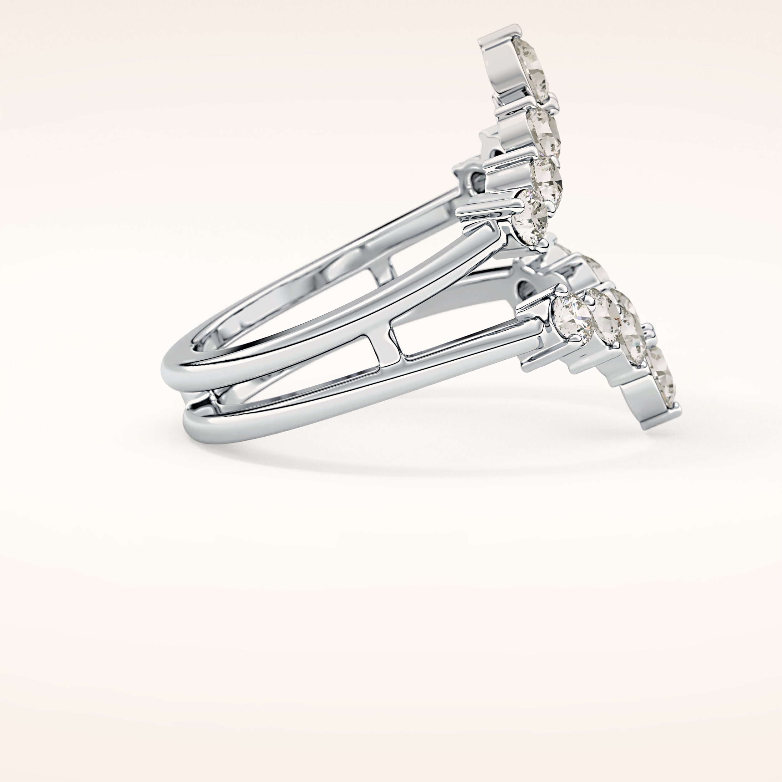 1.29 TCW Round Shaped Moissanite V Shaped Wedding Band