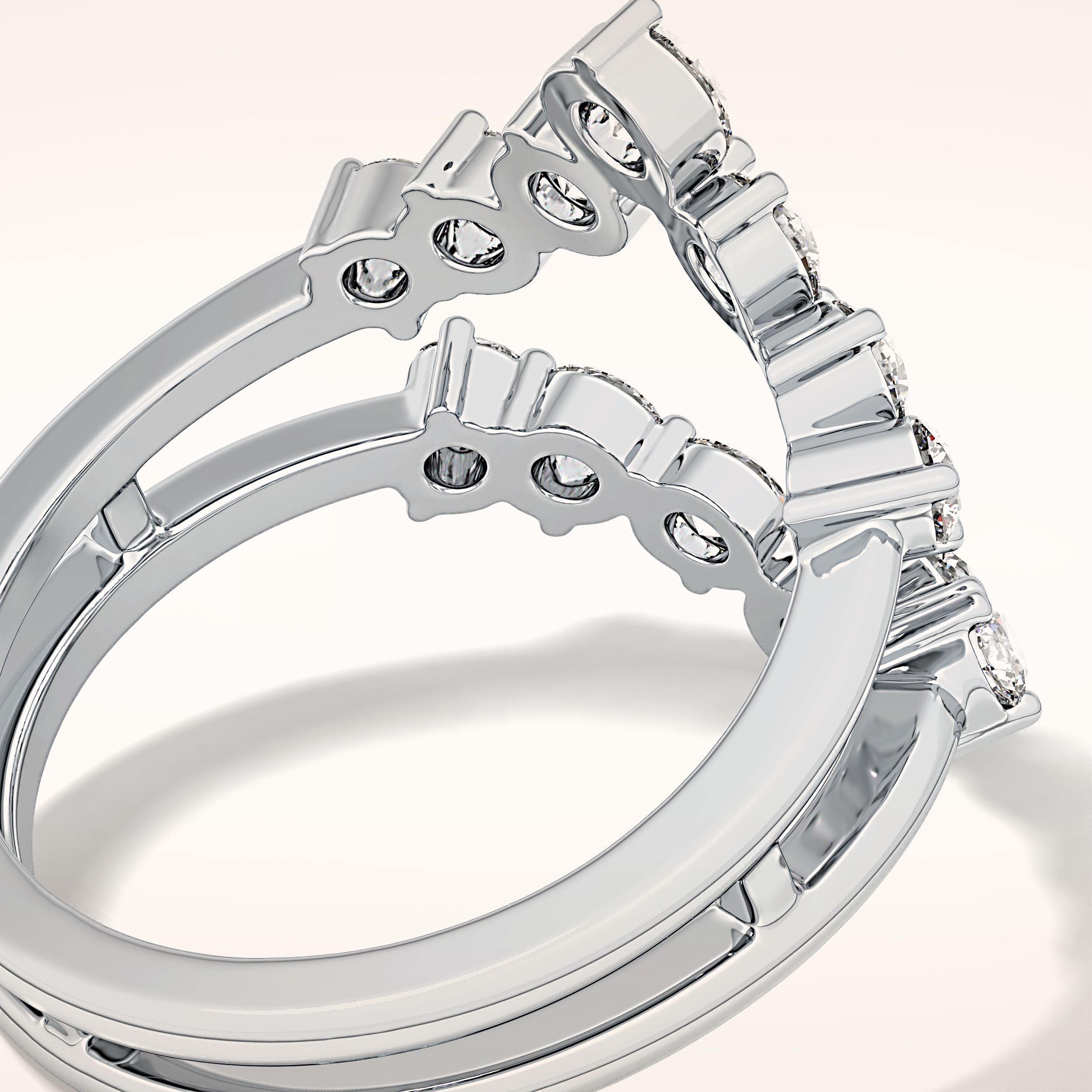 1.29 TCW Round Shaped Moissanite V Shaped Wedding Band