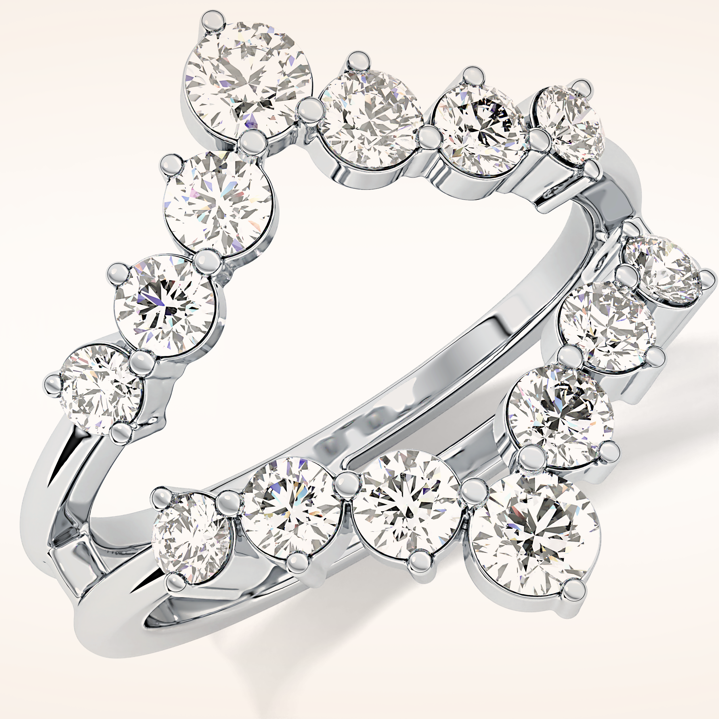 1.29 TCW Round Shaped Moissanite V Shaped Wedding Band