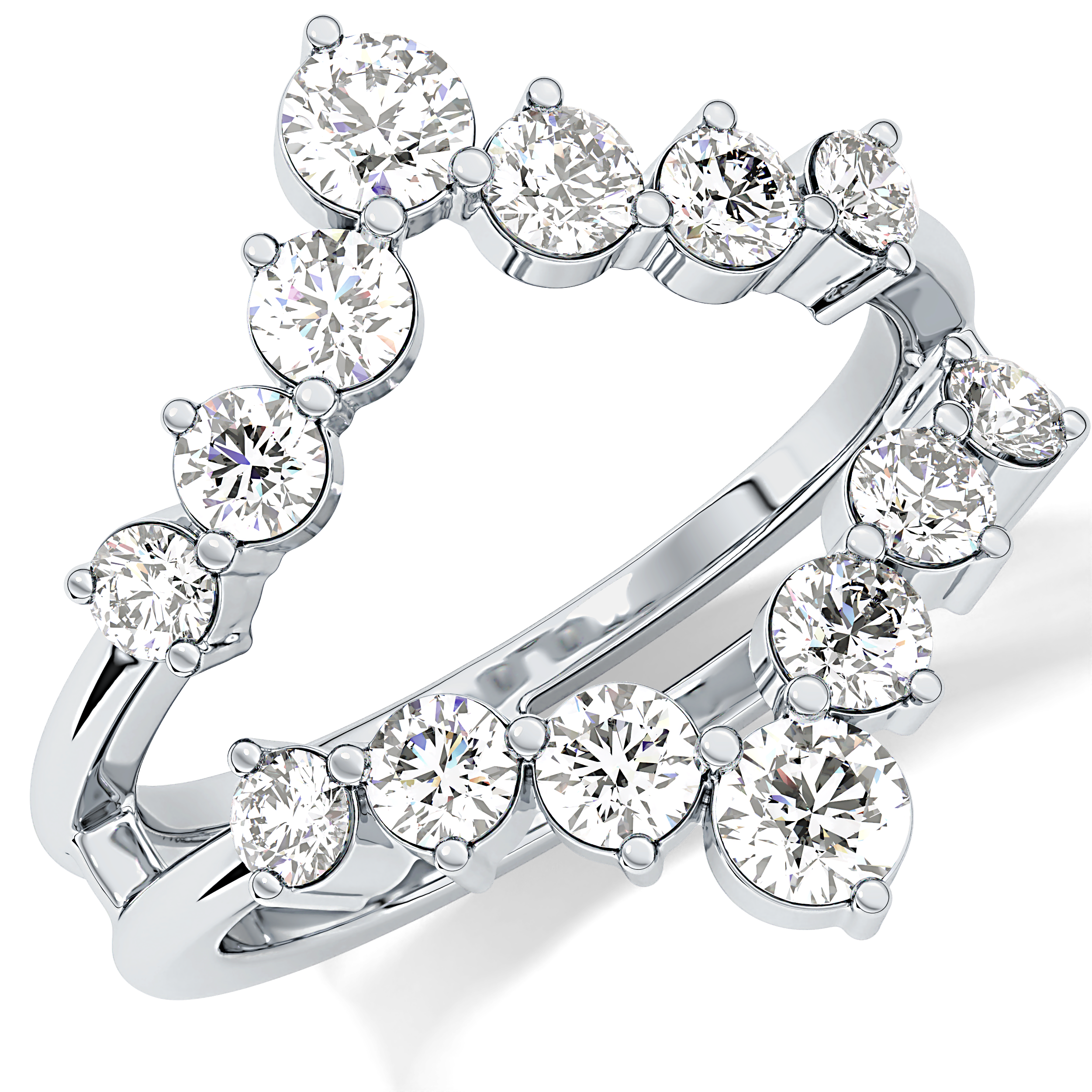 V Shaped Wedding Band with 1.29 TCW Round Cut Moissanite – Yellow, White, or Rose Gold