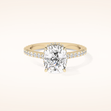 3.55 CT Cushion Shaped Hidden Halo & Pave Moissanite Engagement Ring