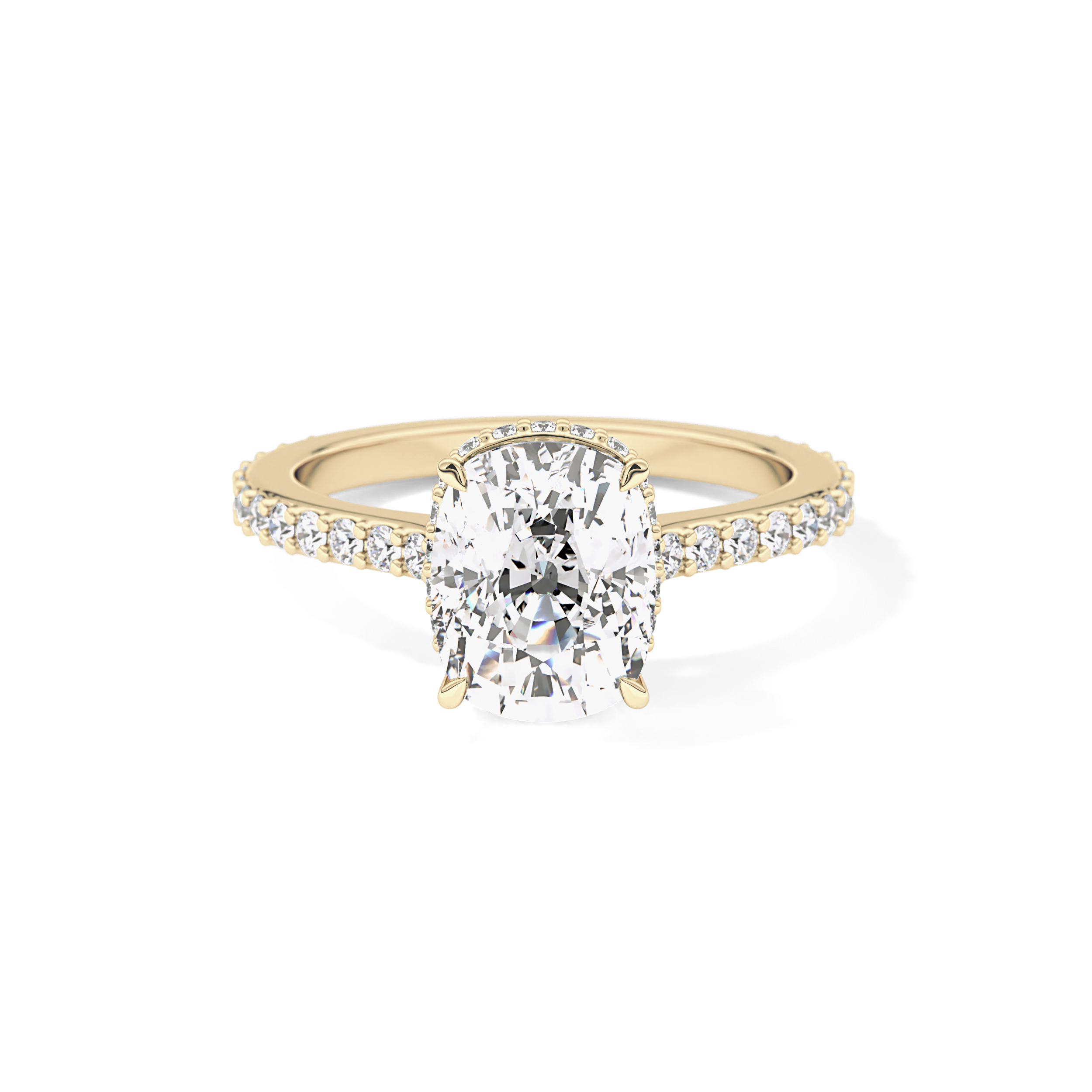 Cushion Hidden Halo & Pave Lab Grown Diamond Engagement Ring