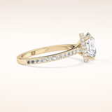 3.55 CT Cushion Shaped Hidden Halo & Pave Moissanite Engagement Ring