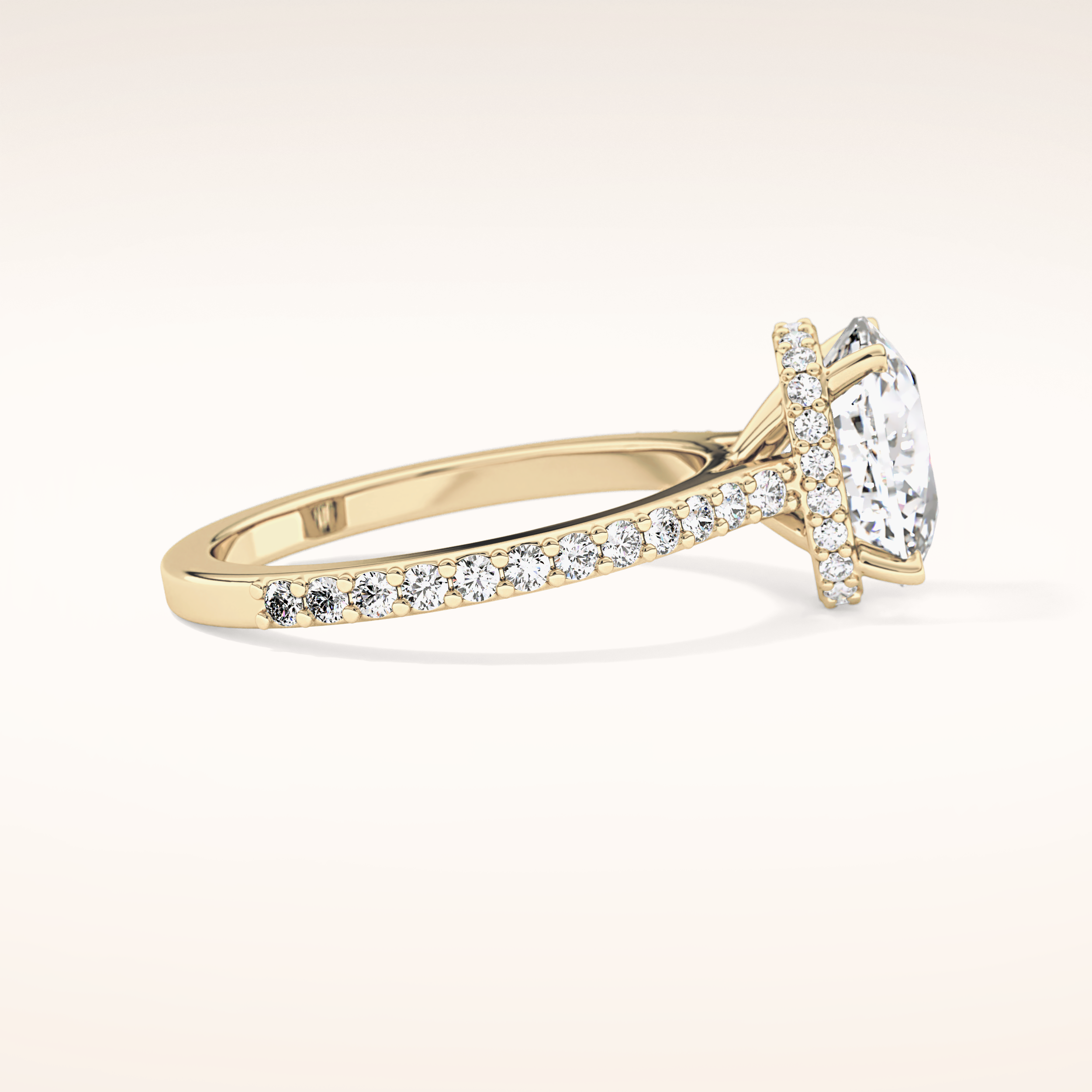 3.55 CT Cushion Shaped Hidden Halo & Pave Moissanite Engagement Ring