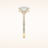 3.55 CT Cushion Shaped Hidden Halo & Pave Moissanite Engagement Ring