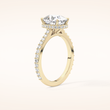 3.55 CT Cushion Shaped Hidden Halo & Pave Moissanite Engagement Ring