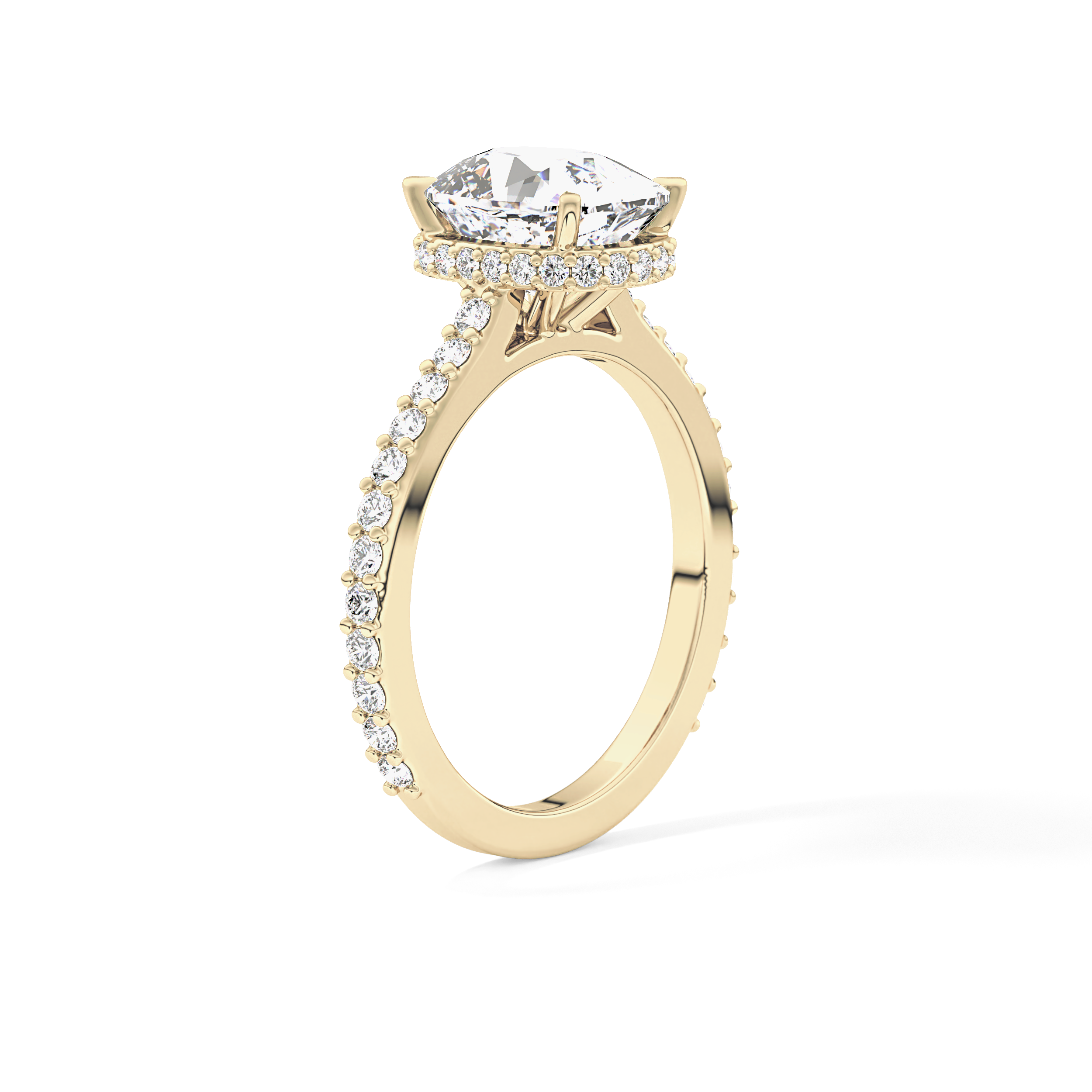 Cushion Hidden Halo & Pave Lab Grown Diamond Engagement Ring
