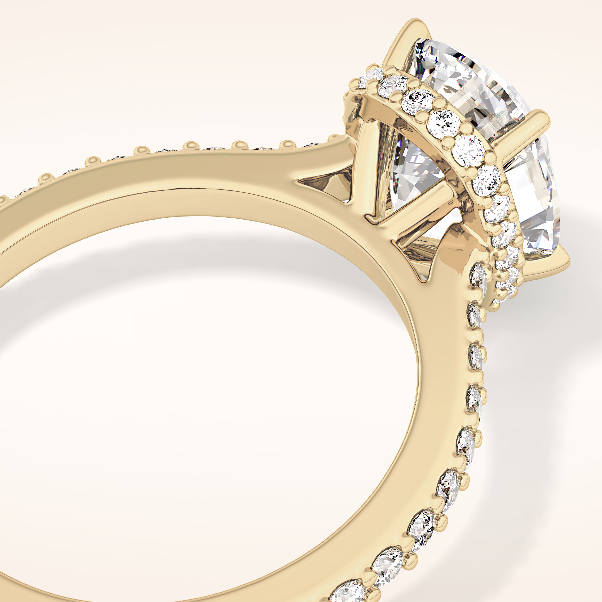 3.55 CT Cushion Shaped Hidden Halo & Pave Moissanite Engagement Ring