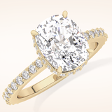 3.55 CT Cushion Shaped Hidden Halo & Pave Moissanite Engagement Ring