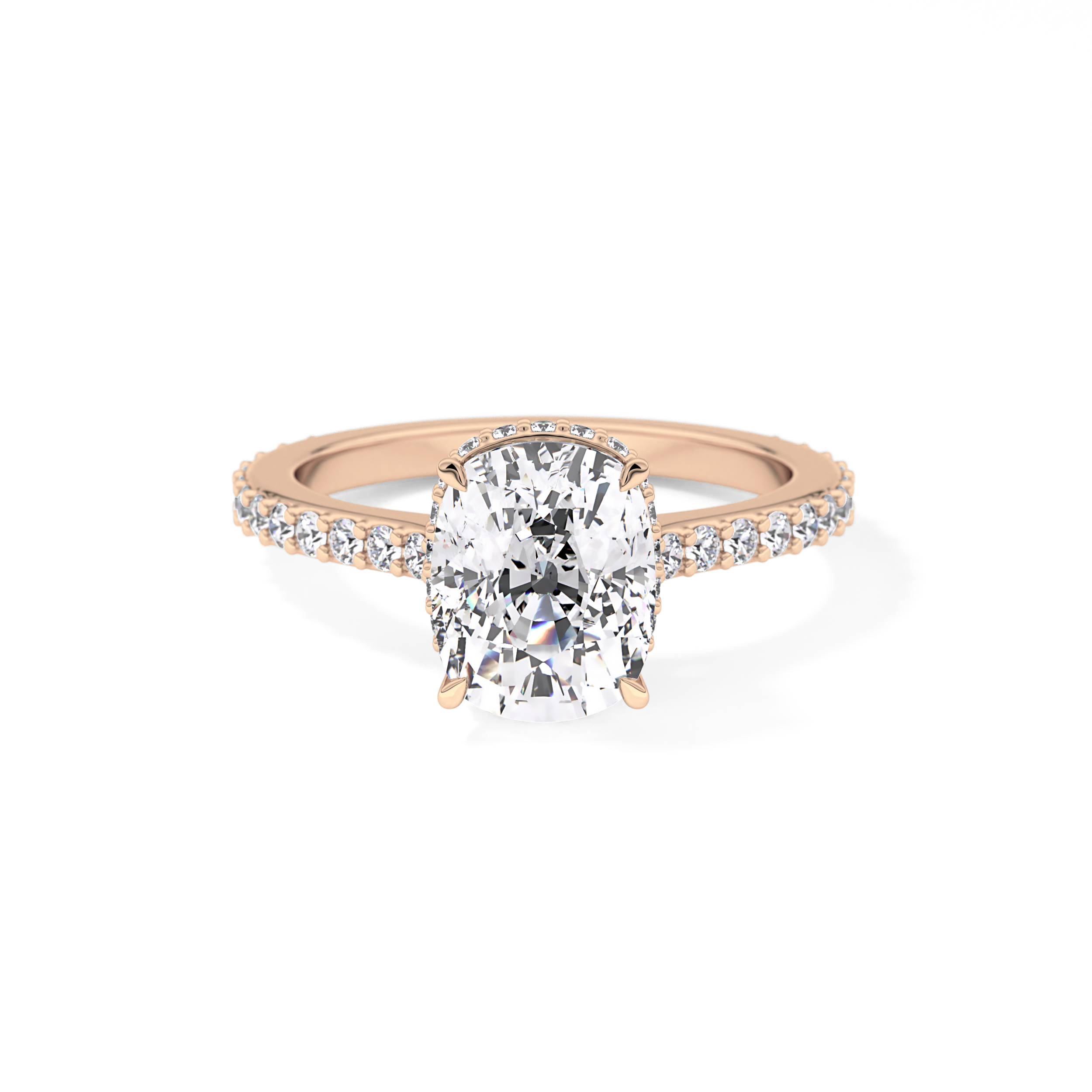 Cushion Hidden Halo & Pave Lab Grown Diamond Engagement Ring