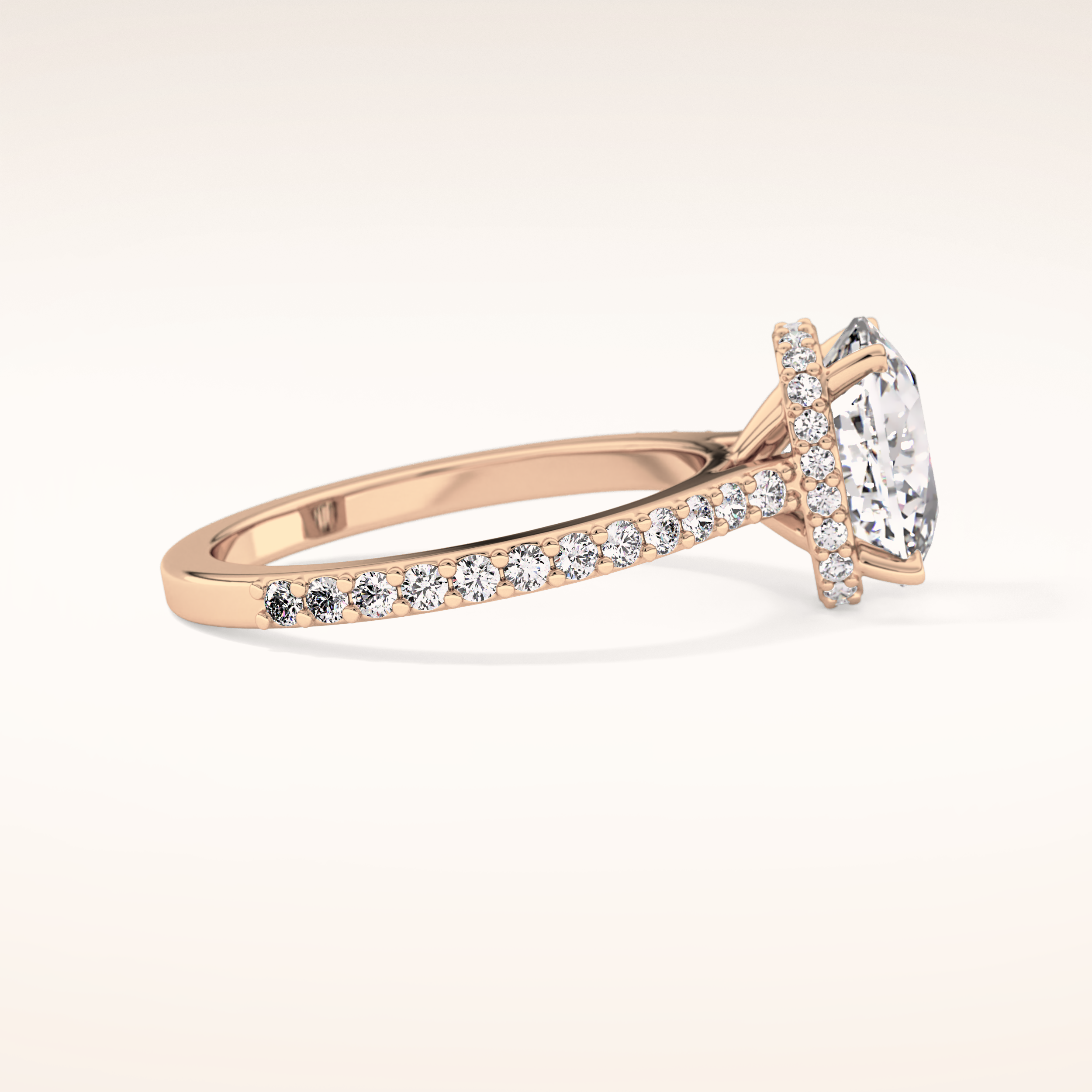 3.55 CT Cushion Shaped Hidden Halo & Pave Moissanite Engagement Ring