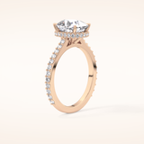 3.55 CT Cushion Shaped Hidden Halo & Pave Moissanite Engagement Ring