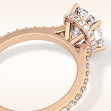 3.55 CT Cushion Shaped Hidden Halo & Pave Moissanite Engagement Ring