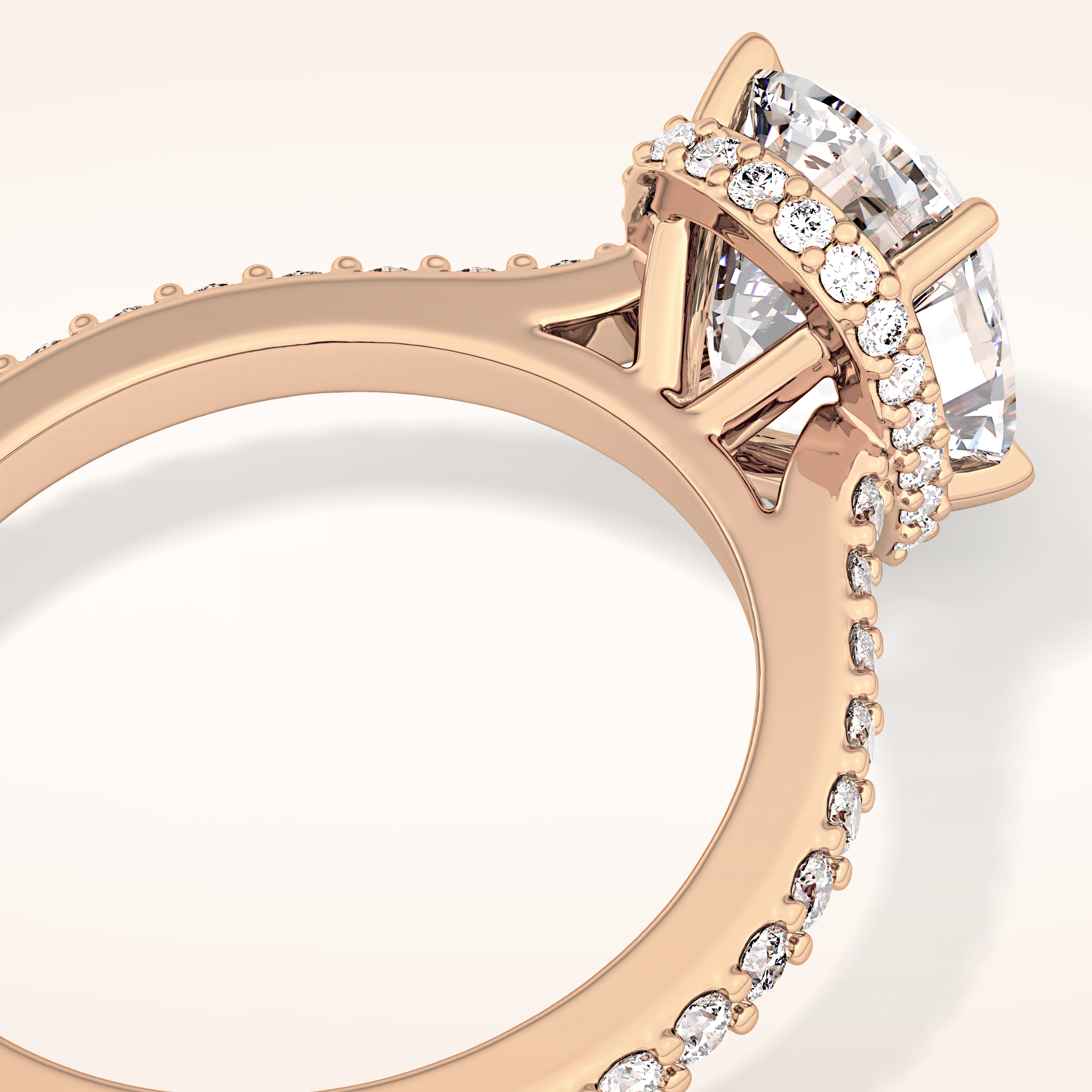 3.55 CT Cushion Shaped Hidden Halo & Pave Moissanite Engagement Ring