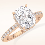 3.55 CT Cushion Shaped Hidden Halo & Pave Moissanite Engagement Ring