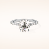 3.55 CT Cushion Shaped Hidden Halo & Pave Moissanite Engagement Ring