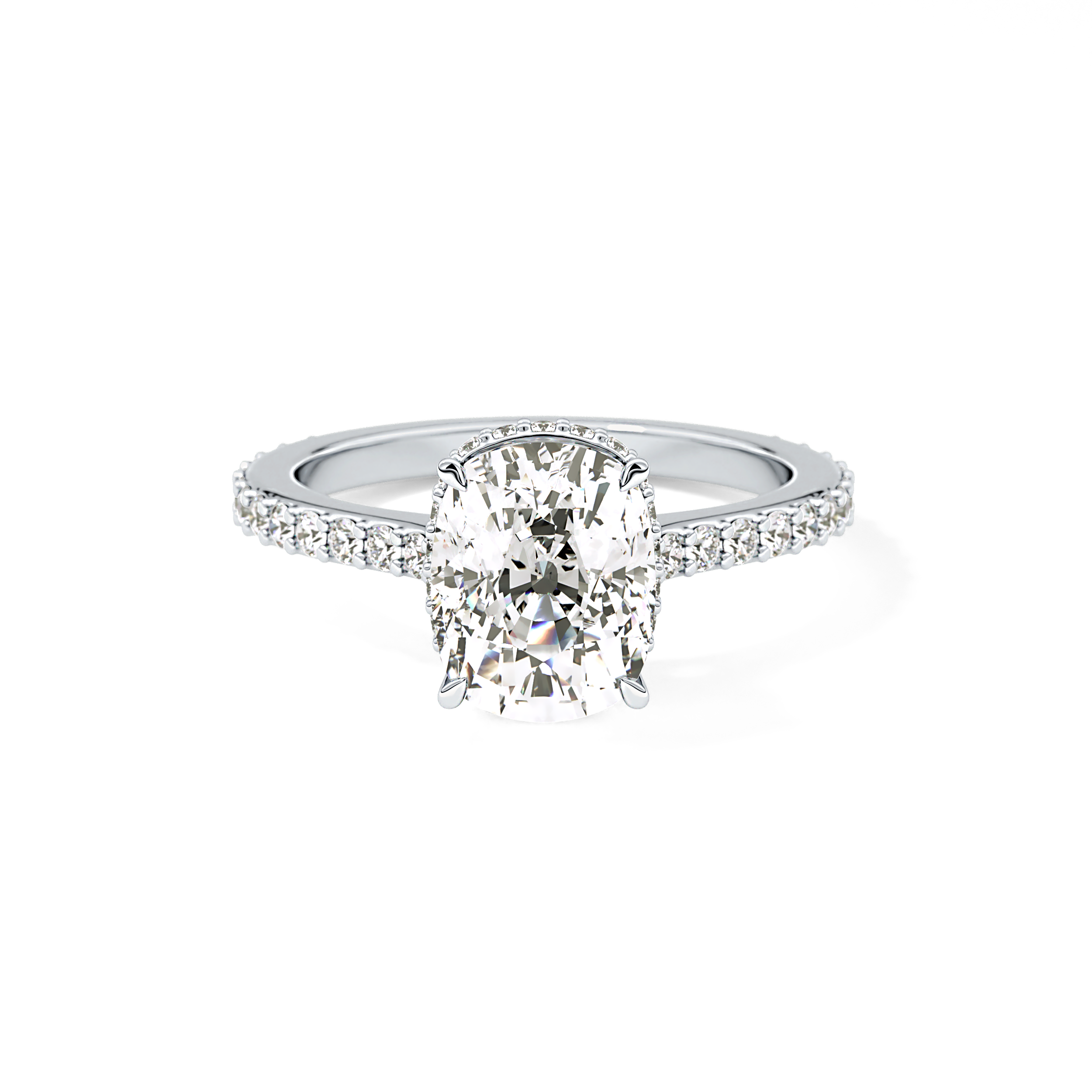 Cushion Hidden Halo & Pave Lab Grown Diamond Engagement Ring