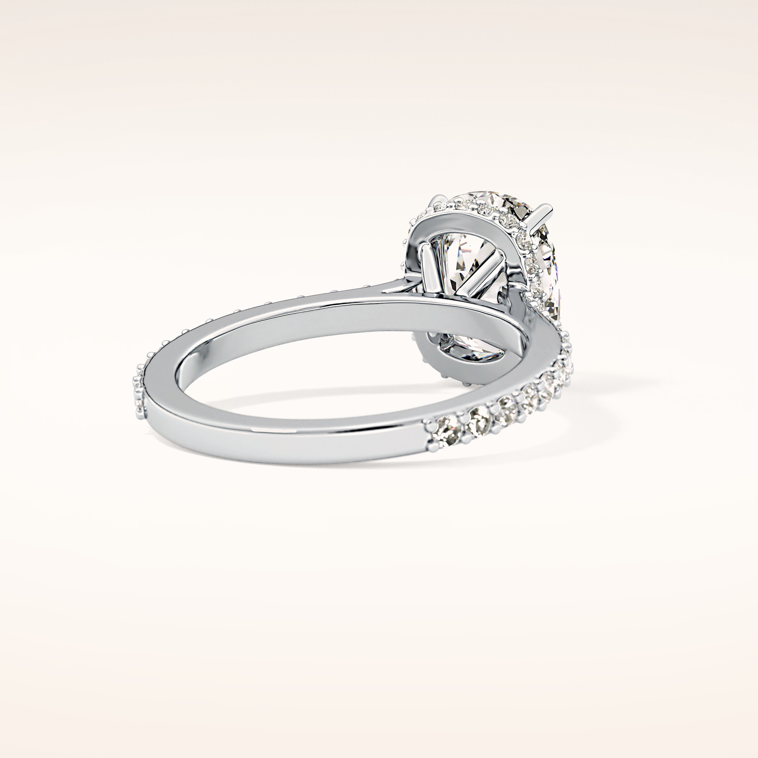 3.55 CT Cushion Shaped Hidden Halo & Pave Moissanite Engagement Ring