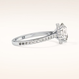 3.55 CT Cushion Shaped Hidden Halo & Pave Moissanite Engagement Ring