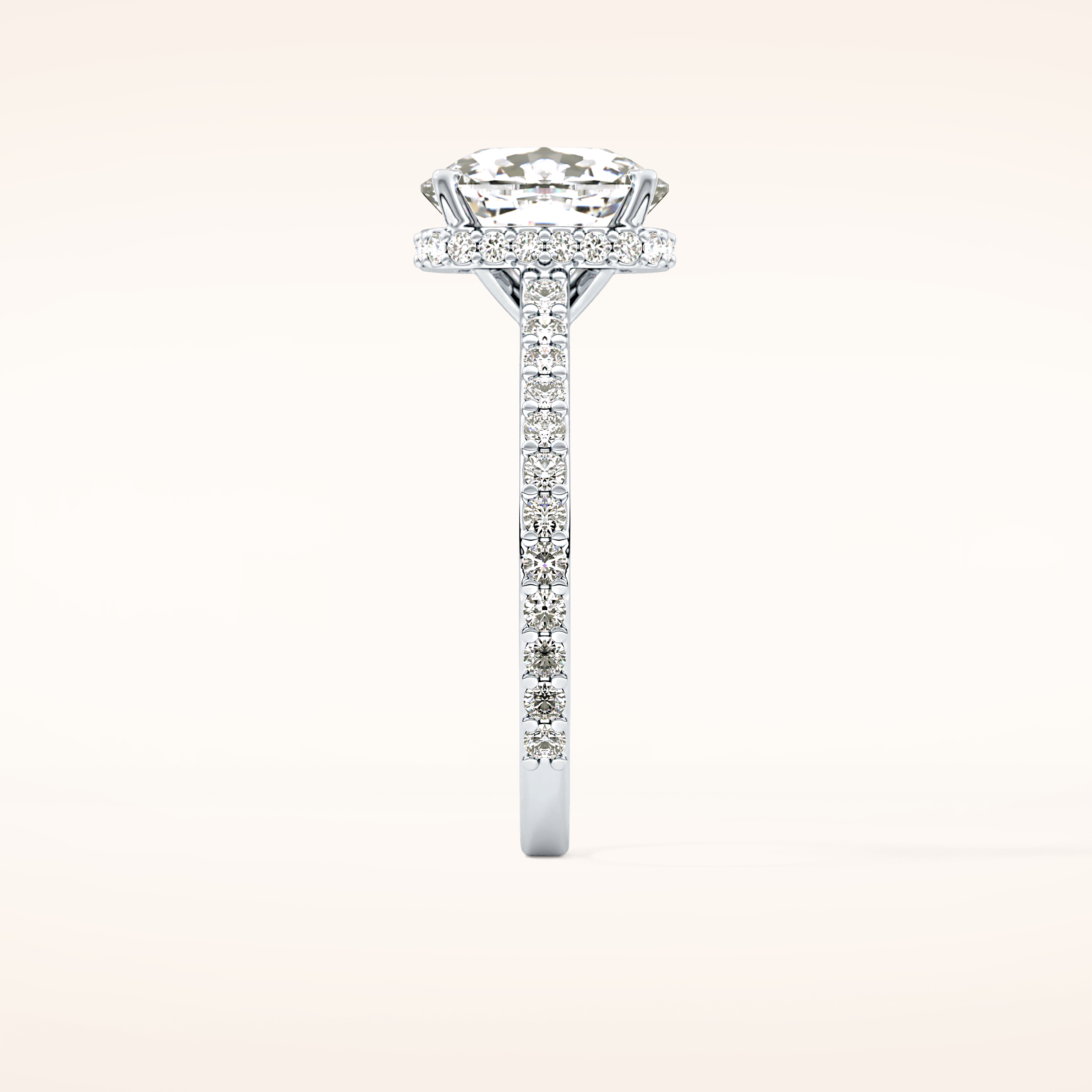3.55 CT Cushion Shaped Hidden Halo & Pave Moissanite Engagement Ring