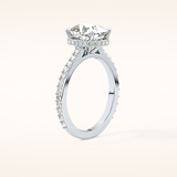 3.55 CT Cushion Shaped Hidden Halo & Pave Moissanite Engagement Ring