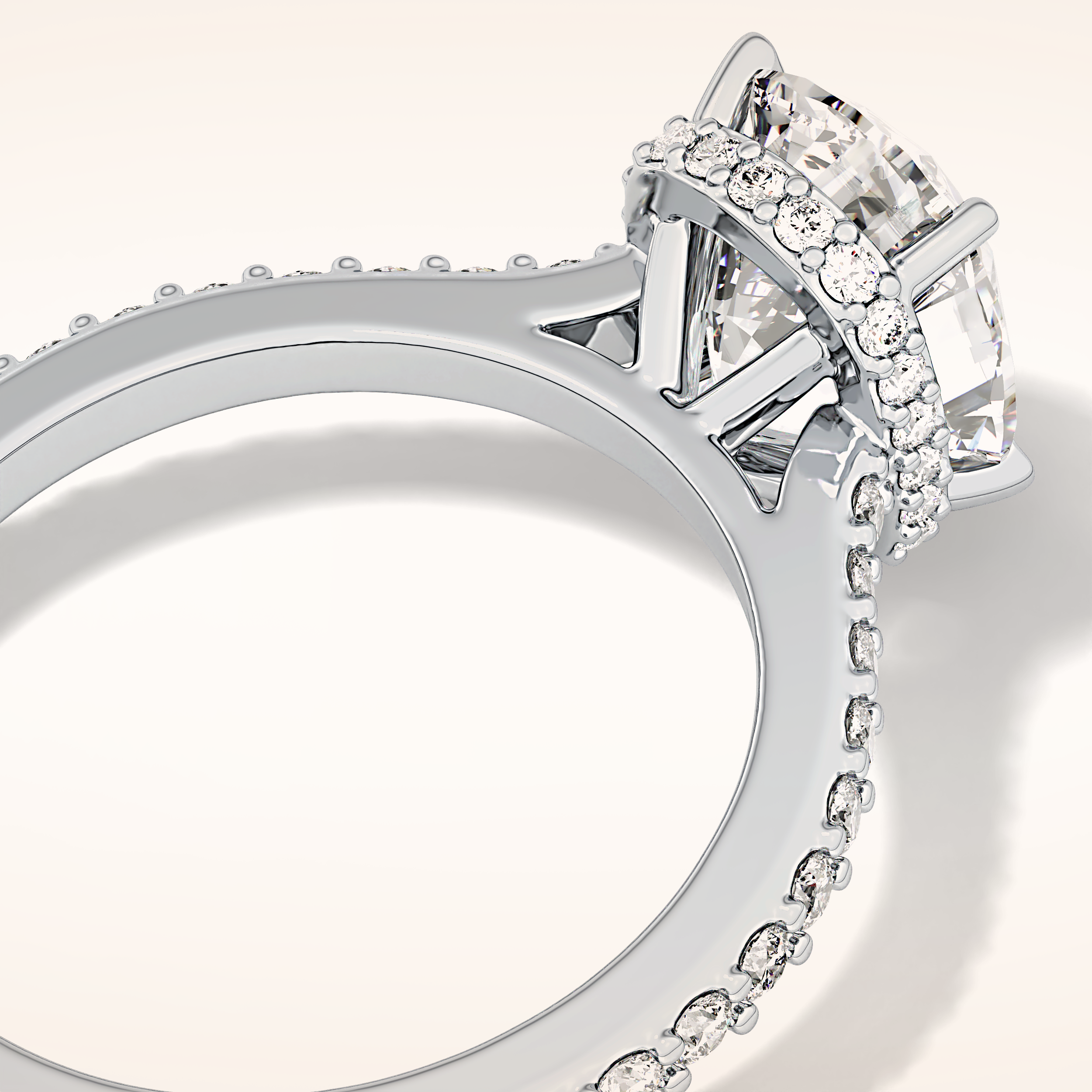 3.55 CT Cushion Shaped Hidden Halo & Pave Moissanite Engagement Ring