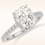 3.55 CT Cushion Shaped Hidden Halo & Pave Moissanite Engagement Ring